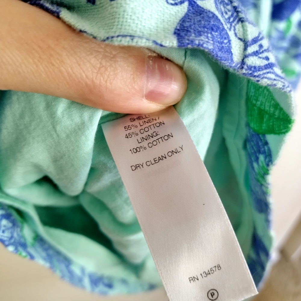 Vineyard Vines Cordia Linen Blend Mini Dress Bird Print Sz 12 - Picture 7 of 9